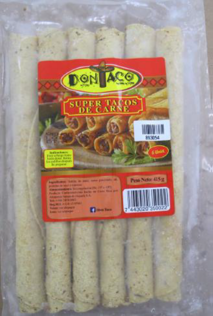 Advertencia Sanitaria Sobre Presencia de Listeria Monocytogenes en Super Tacos De Carne, Marca Don Taco